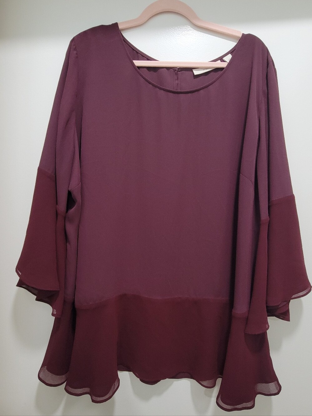 Sejour Flowy Chiffon Bordeaux Tunic